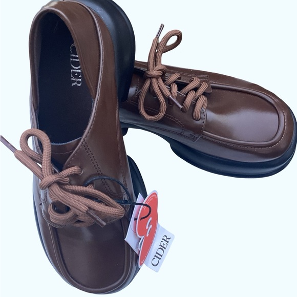 Cider Brown Leather Platforms - Picture 2 of 3